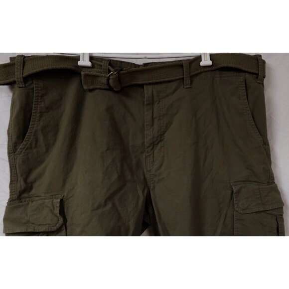 Mutual Weave Mens 48x11 Green Stretch Belted Heavyweight Canvas Cargo Shorts - Picture 4 of 12
